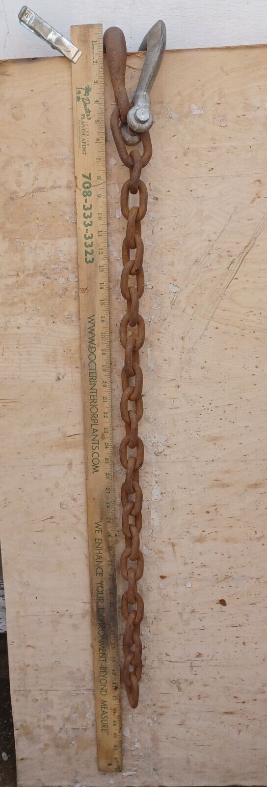  Vintage Logging Log Dogs Chain & Hook Log Lifter Antique (J)