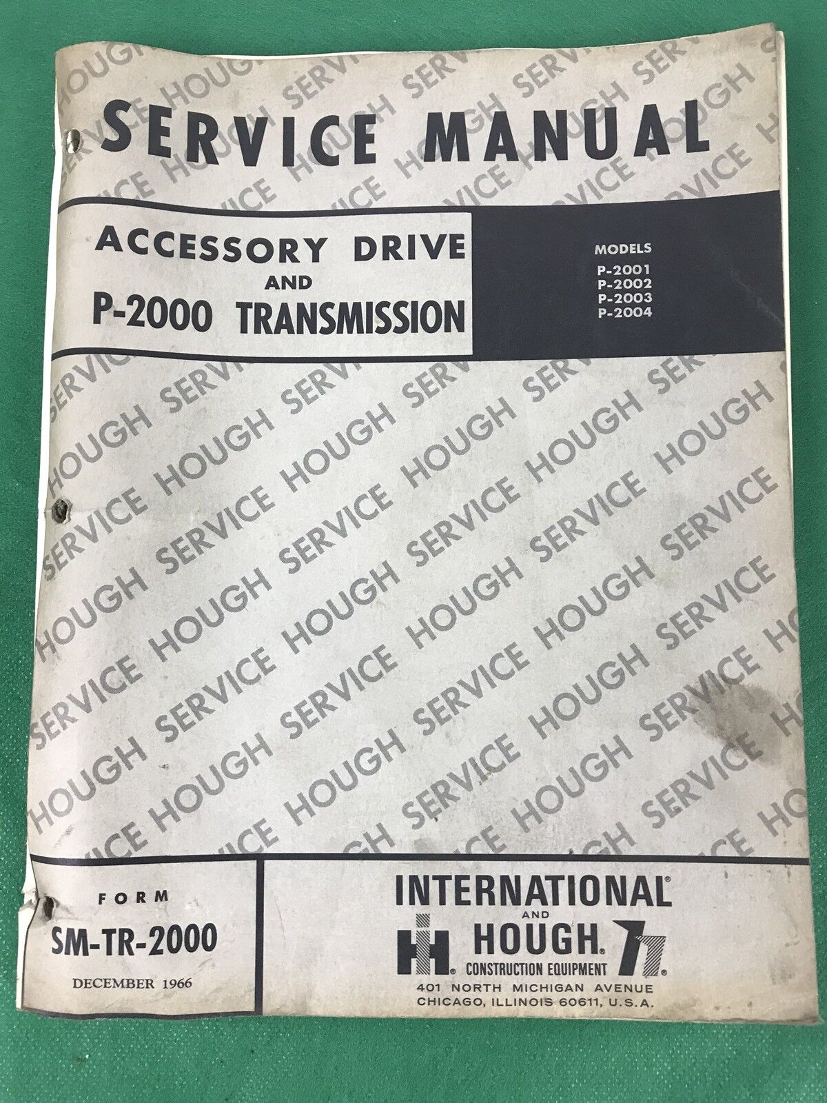 vintage OEM, International Hough P-2000 Transmission SERVICE  MANUAL 