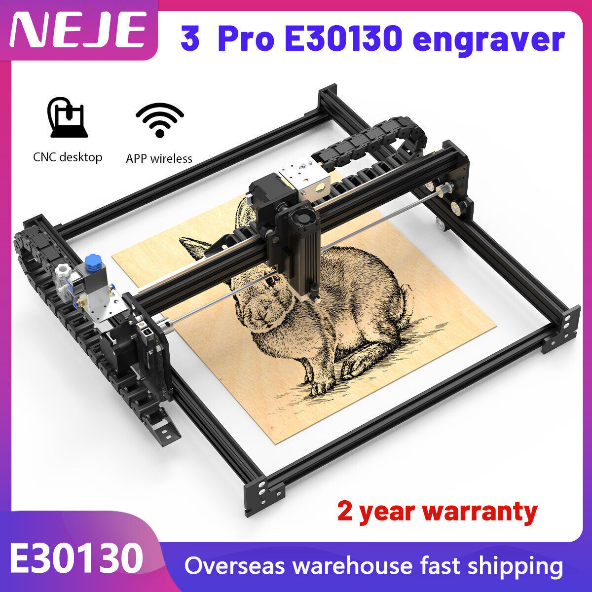 NEJE 3 PRO E30130 high precision laser cutter engraver 400 x410mm 6W fixed laser