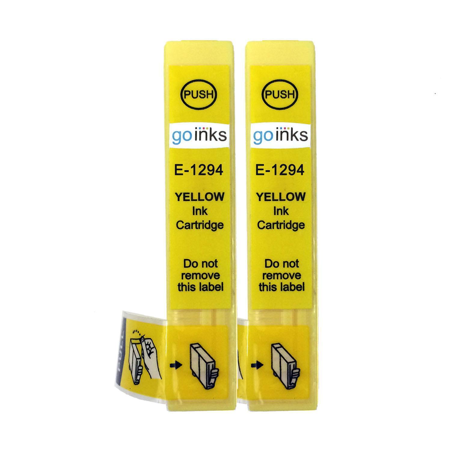 2 Yellow Ink Cartridges non-OEM to replace T1294 (Apple) Compatible for Printers