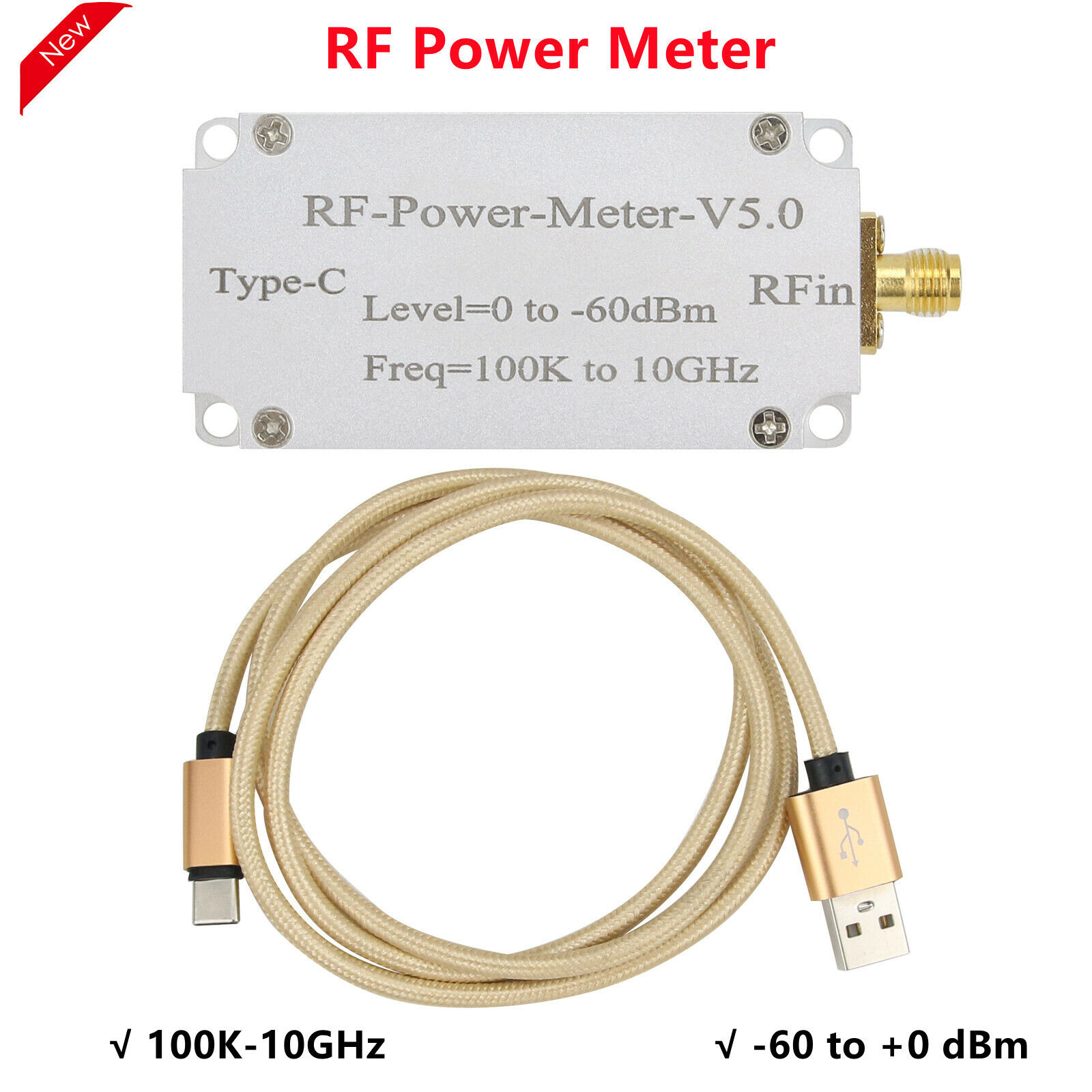 RF-Power-Meter-V5.0 100K-10GHz RF Power Meter Acquisition Type With Type-C Port