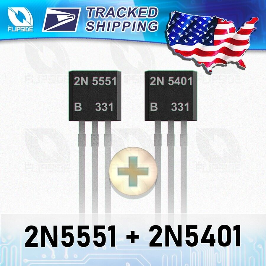 2N5551+2N5401 (50 pair 100 pcs) NPN PNP Complimentary Transistor Bundle TO-92