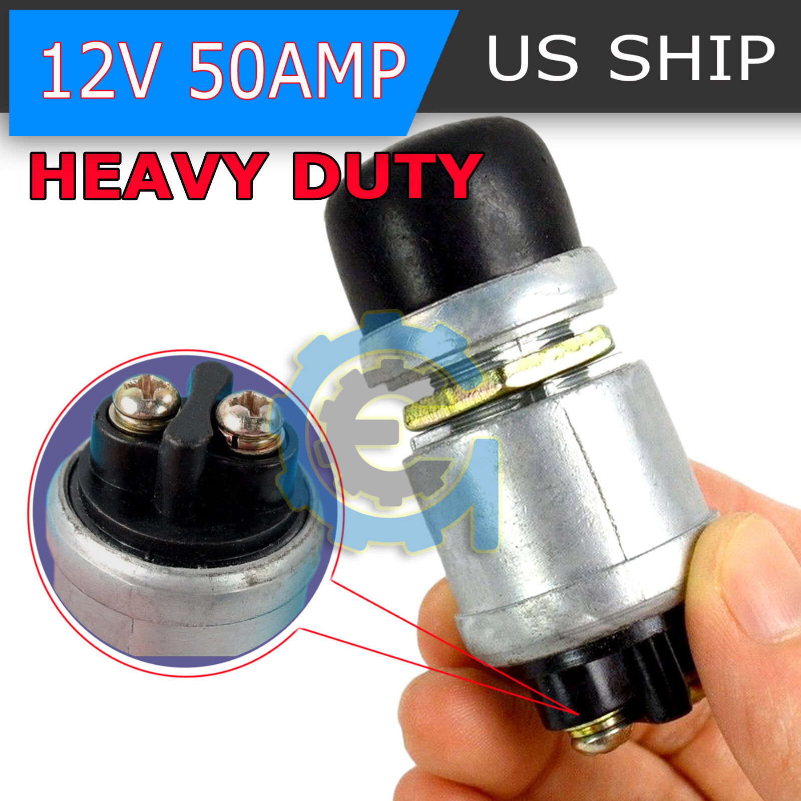 12 Volt DC Heavy-Duty Momentary Push-Button Starter Switch (50 Amps)