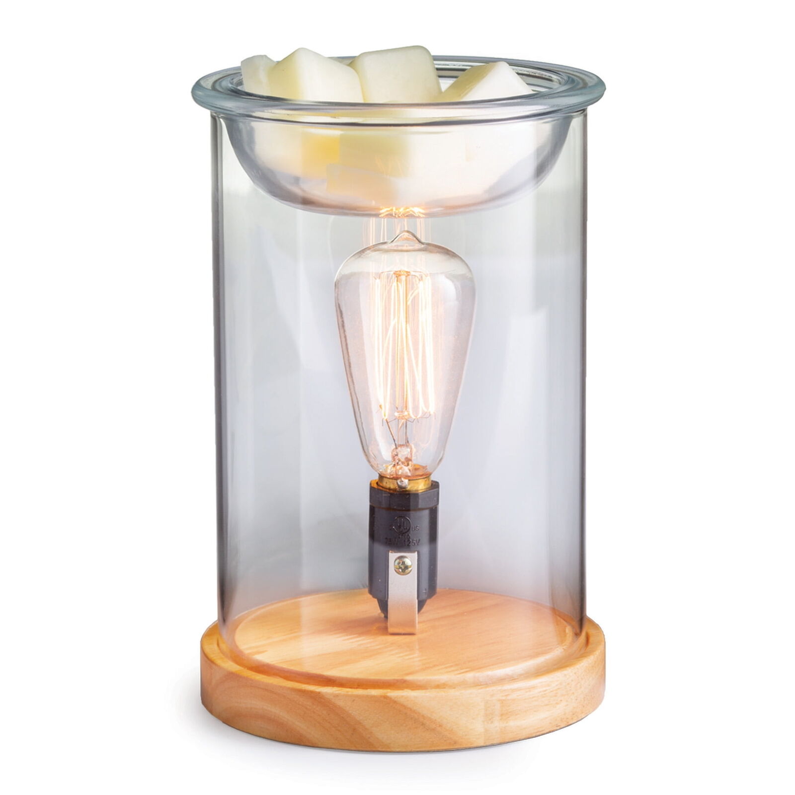 Vintage Bulb Illumination Fragrance Warmer Wood and Glass