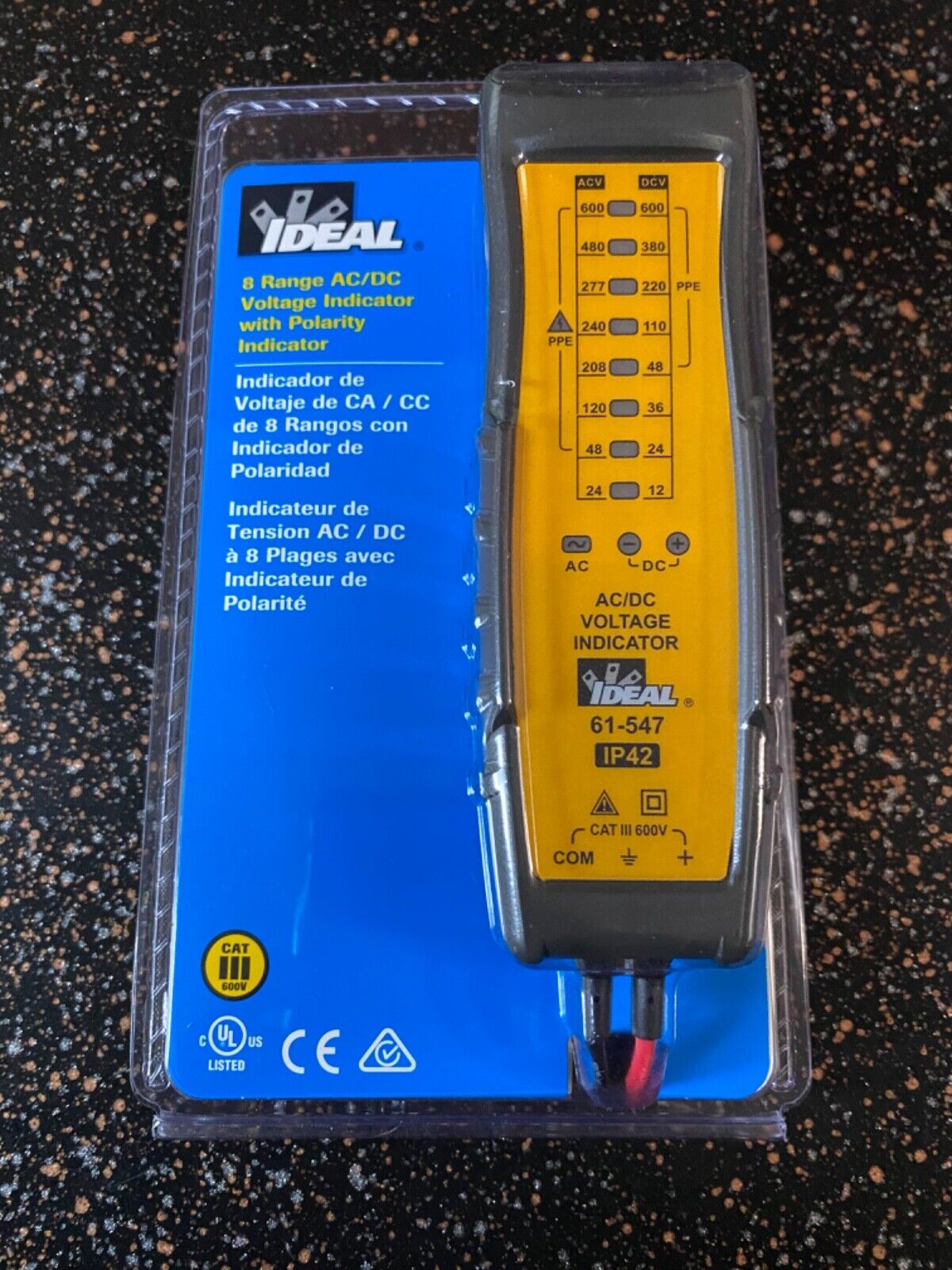 Ideal Electrical 61-547 8 Range AC/DC Voltage Tester With Polarity Indicator