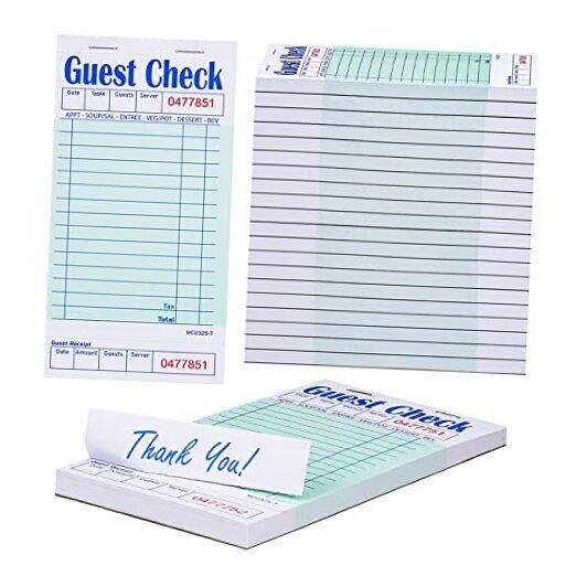  Guest Checks Server Note Pads 1000 Guest Check With Bottom Receipt（20 Books）