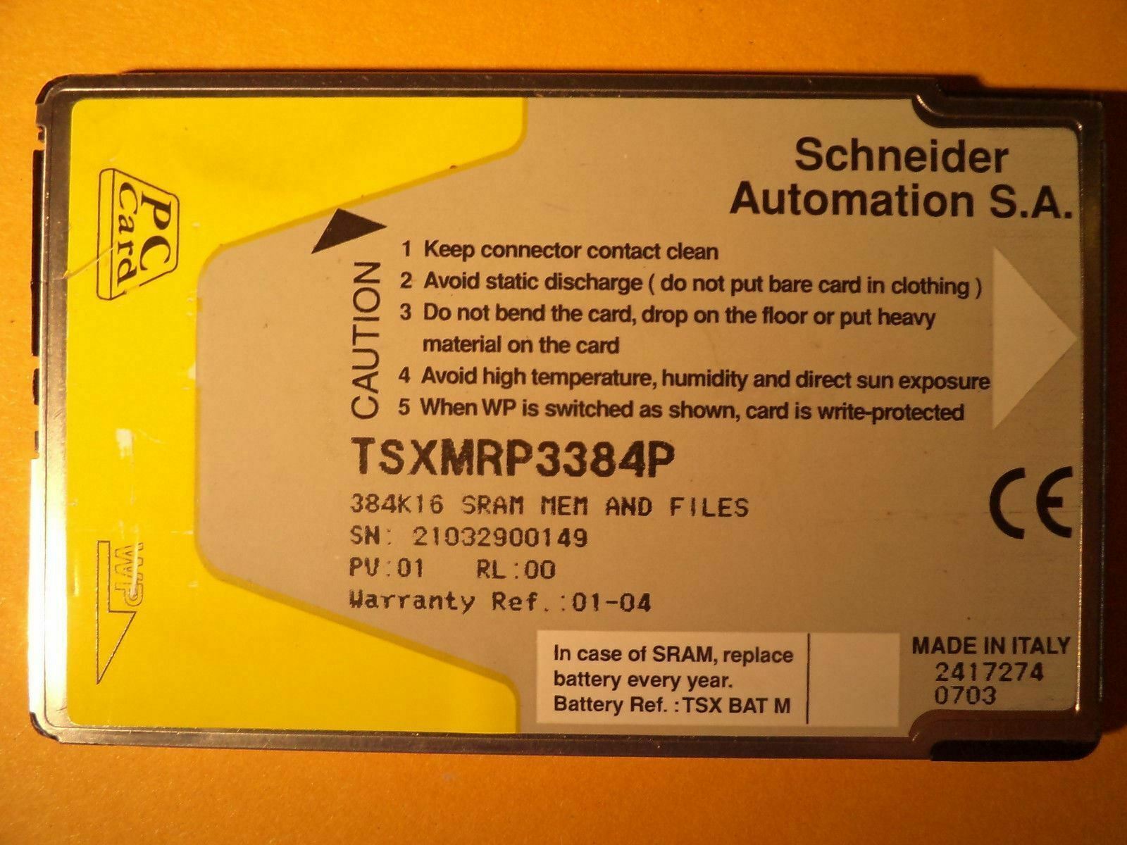 SCHNEIDER AUTOMATION TELEMECANIQUE TSX-MRP-3384P TSXMRP3384P FLASH MEMORY CARD