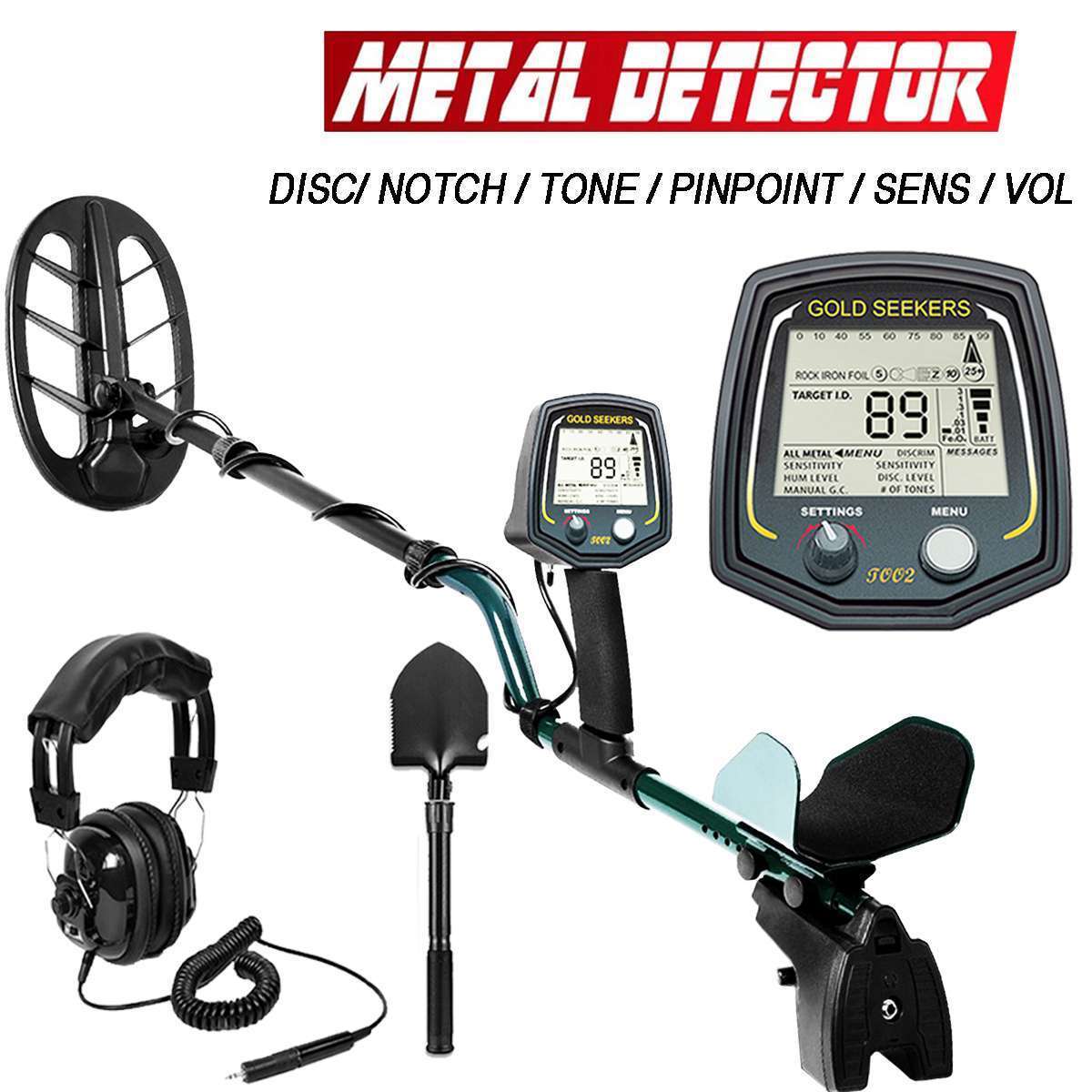 Durable Metal Detector with 11\'\' DD Waterproof Coil & 3 Accessories - FREE
