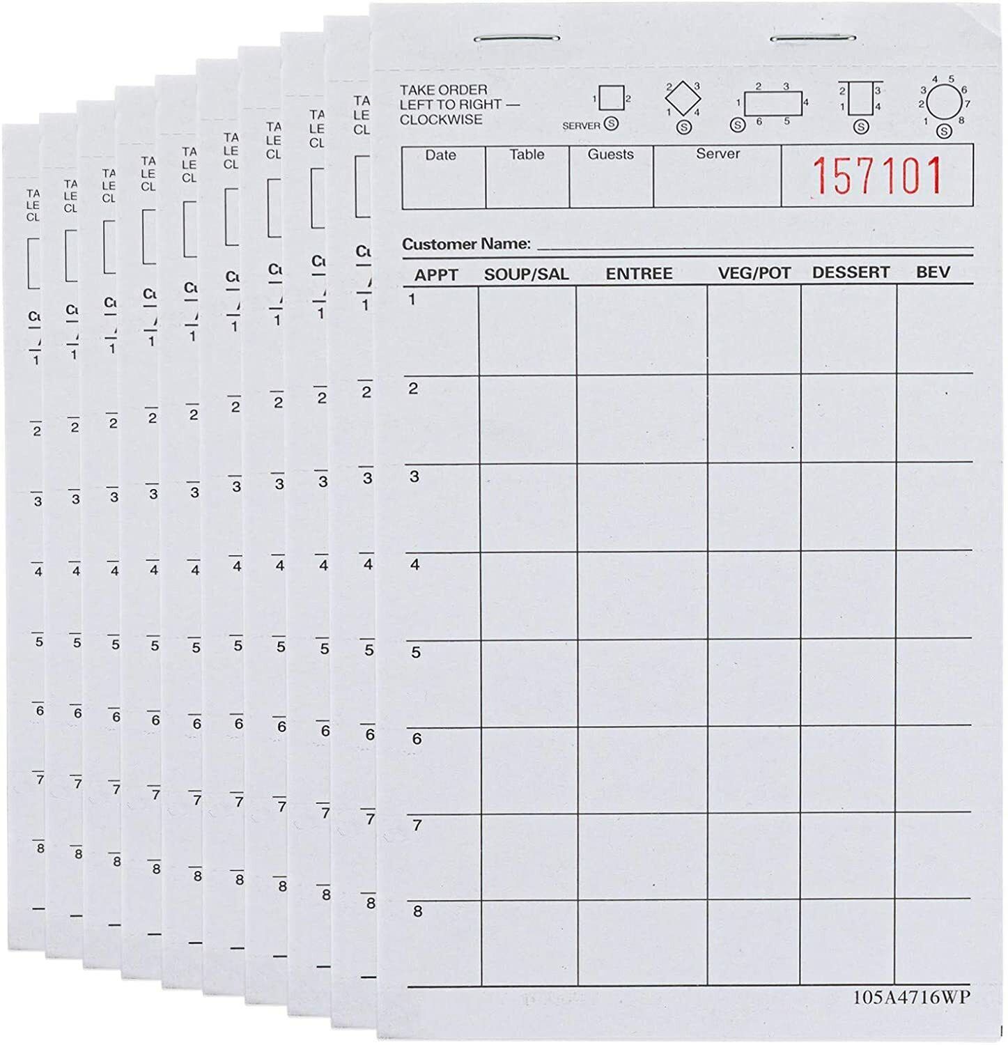 White Guest Check Pad - Server Order Notepads (10 Pack) by Stock Your Home