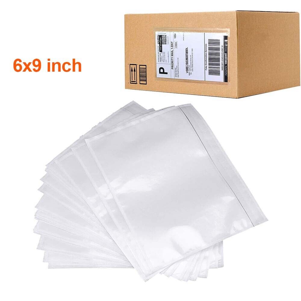 100-4000 Clear Packing List Envelopes 6x9 Invoice Slip Label Pouch Self Adhesive