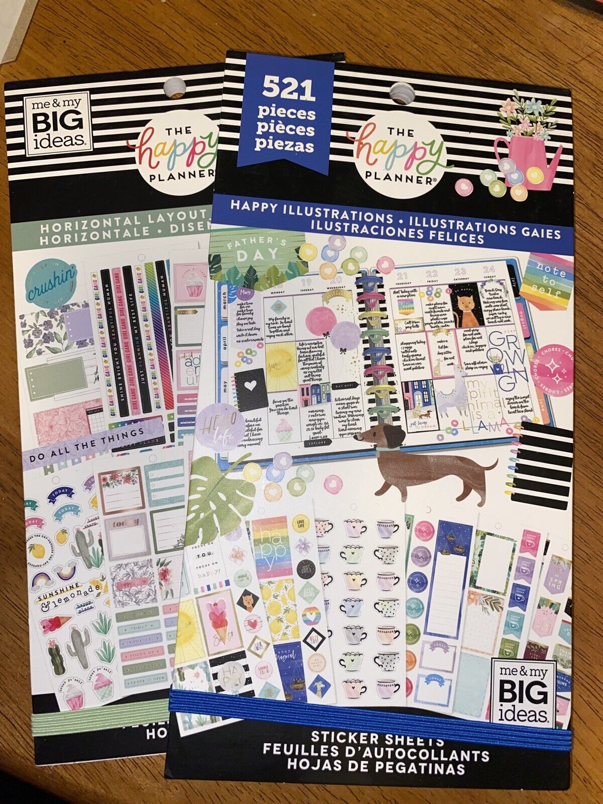 happy planner sticker book lot/ Horizontal Layout And Happy Illustrations
