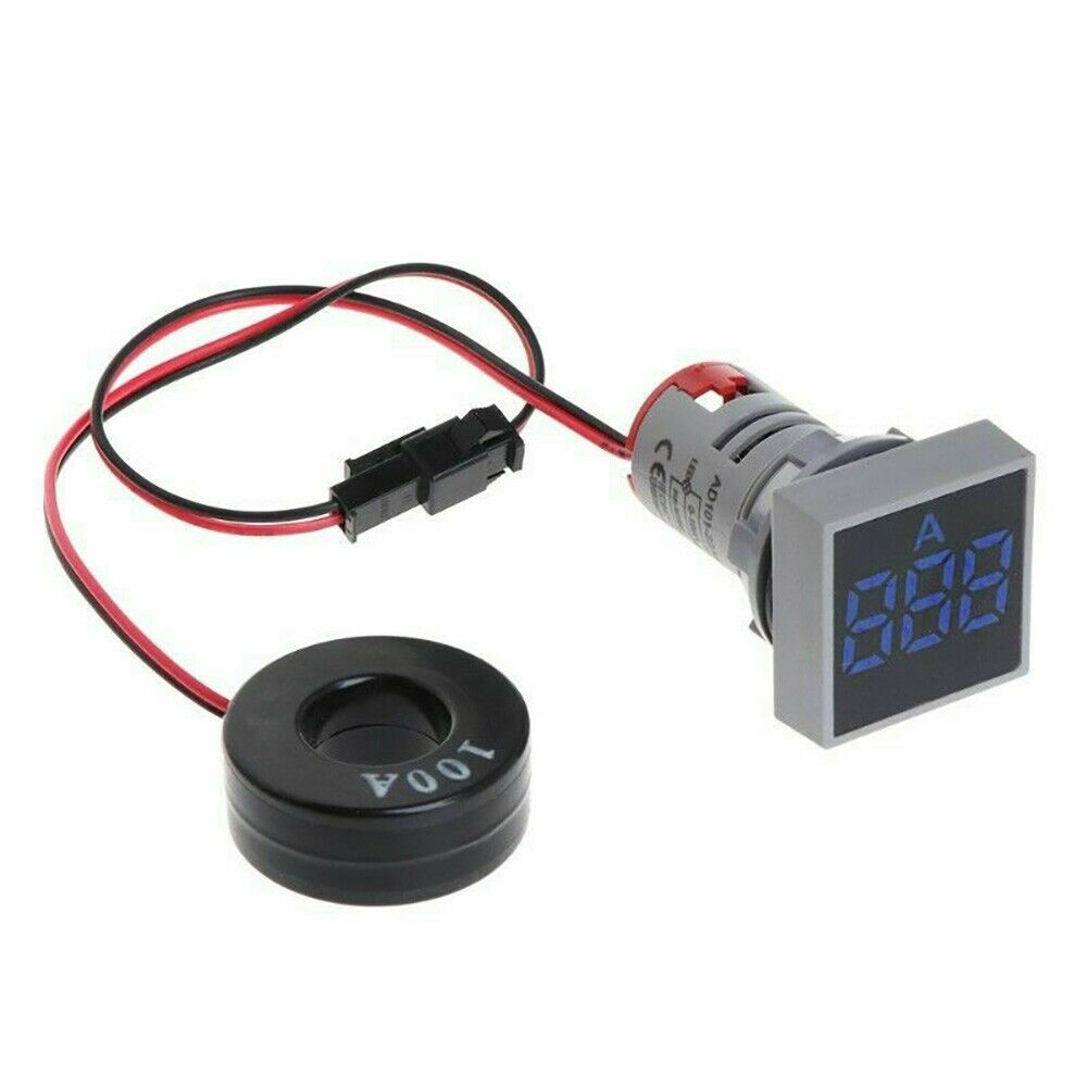 Blue Lamp Ammeter Digital Ammeter Panel Mount Red Square Shape White Yellow