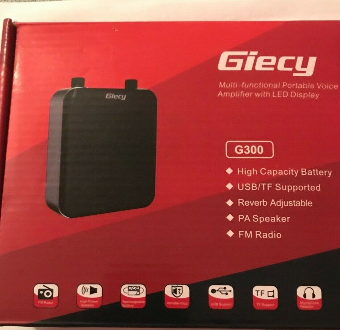 Giecy G300 Voice Amplifier Portable Rechargeable PA System FM Radio Black