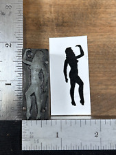 Vintage Silhouette Nude Woman Letterpress Printer Block Stamp picture
