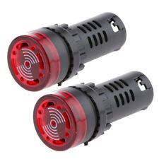 2 Pack DC 12V Red LED Buzzer Alarm Signal Indicator Flash Light Panel Mount picture