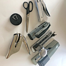 Vintage USA Office Lot Staplers Pilot Swingline Notary Embosser Ink Mid Century picture