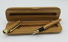 Handcrafted BAMBOO FOUNTAIN PEN GIFT SET with WOOD CASE NEW Piston Ink Converter picture