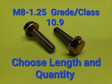 M8-1.25 x (CHOOSE LENGTH & QUANTITY) Class 10.9 Metric Flange Bolts Yellow Zinc picture