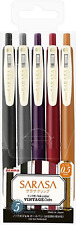 Set 2 Clip Gel Ink Ballpoint Pen 0.5Mm, Rubber Grip, Vintage Colors 5 Colors New picture