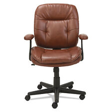 OIF Swivel/Tilt Leather Task Chair Fixed T-Bar Arms Chestnut Brown ST4859 picture