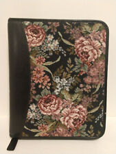 Vintage Franklin Quest Floral Tapestry Aniline Leather Planner Binder 10.5