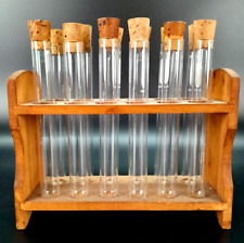 Vintage Wooden Test Tube Racks Includes 12 Pyrex Tubes, Holds 12 Tubes picture