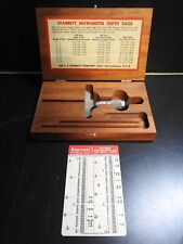 Vintage Starrett Micrometer Depth Gage in Original wood box picture