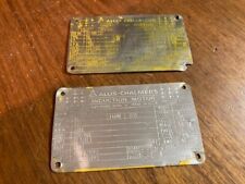 2 Vintage Allis Chalmers Induction Motor Model 626 Metal Tags Plates picture
