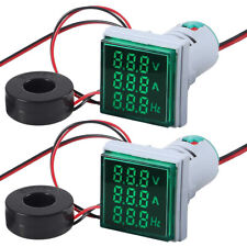 2x AC 60-500V 0-100A 22mm 3 in 1 Voltmeter Ammeter LED Frequency Volt AMP Meter picture