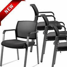 4PCS Mesh Back Stack Arm Chair Upholstered Fabric For Office School Church Guest picture