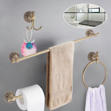Vintage 4 Piece Bathroom Hardware Accessories Set Brass with 24 Inch Towel Bar  picture