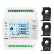 Energy Monitor Consumption Power Meter Din Rail Durable 3 Phase kwh Ammeter picture