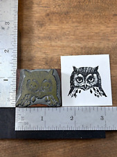 Vintage Great Horned Owl Letterpress Printer Block Stamp picture