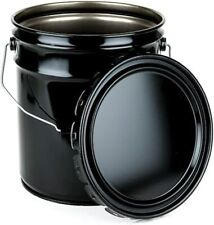 5 Gallon Black Metal Bucket & Lid Heavy Duty Durable Pails and Lids picture