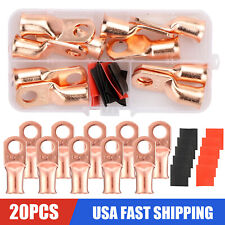 20pcs 1/0 AWG Gauge Copper Lugs w/ BLACK & RED Heat Shrink Ring Terminals Wire picture