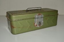 Vintage Port-A-File Green Metal Cash Lock Box No Key Skotch Rare picture