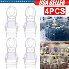 4PCS Clear Crystal Stackable Chiavari Crystal Chairs Wedding with Designer Back picture