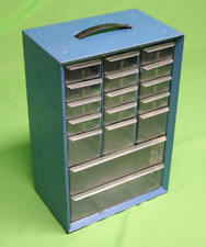 Vintage Akro Mils 17 Drawer Blue Metal Parts Organizer picture