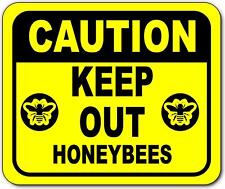 Caution keep out honeybees Bright yellow metal outdoor sign picture