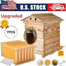  7Pcs Deluxe Auto Honey Hive Beehive Frames+ Beekeeping Brood Cedarwood Kit US picture