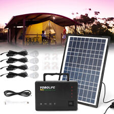 Solar Panel Power Generator Kit Camping RV Emergency Power Bank w/ 4 Bulbs 12V picture