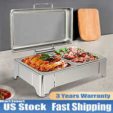 Electric Heating Chafing Dish Server Buffet Stove Square Double Compartment 9L picture