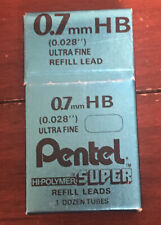 Lot Vintage Pentel Super Hi-Polymer Mechanical Pencil Lead Refill 0.7mm HB 12 picture
