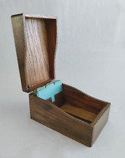 Vintage - Wood Box Rolodex Style Recipe Card File Organizer - Office Kitchen picture