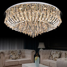 Luxury K9 Crystal Chandelier Modern Flush Mount Ceiling Light Fixture W/ remote picture