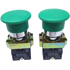 US Stock 2pcs XB2-BC31C NO Momentary Mushroom Head Push Button Switch Green picture