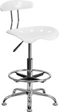 Flash Furniture Bradley Vibrant White and Chrome DraftingStool with Tractor Seat picture