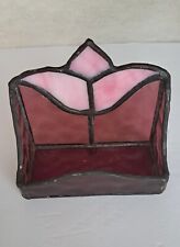 Vintage Stained Glass Business Card Holder Artisian Made Office Home Business  picture