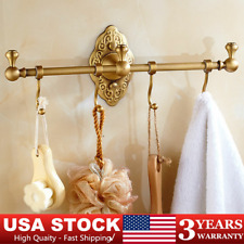 Vintage Towel Storage Shelf Brass Towel Bar Holder Organizer Rack Wall-Mounted  picture