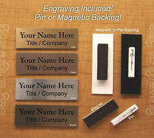 Custom Engraved 1x3 Name Tag w/ Pin or Magnetic Attachment / Personalized Plaque picture